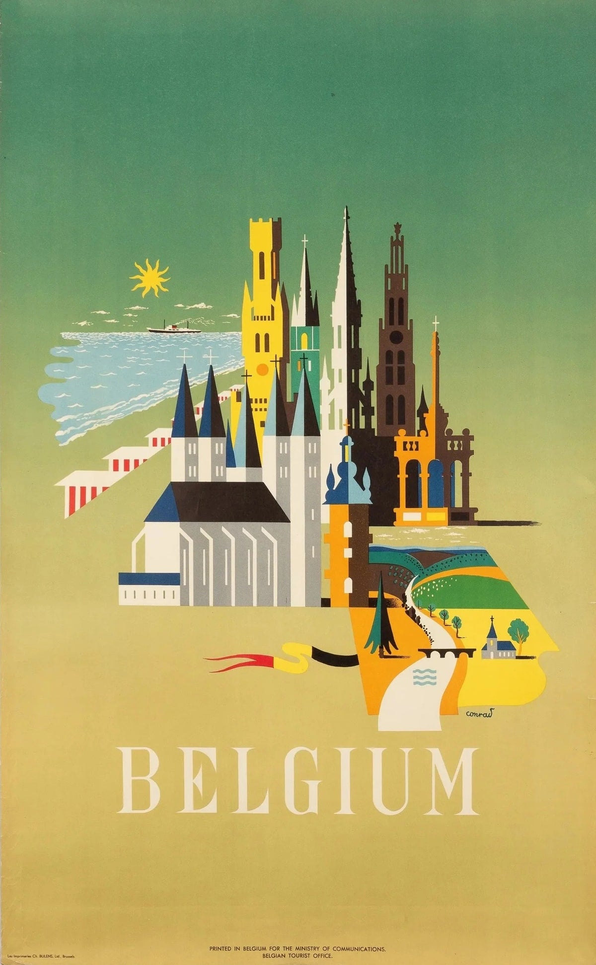 Visit Belgium by Frederic Conrad - Original Vintage Poster