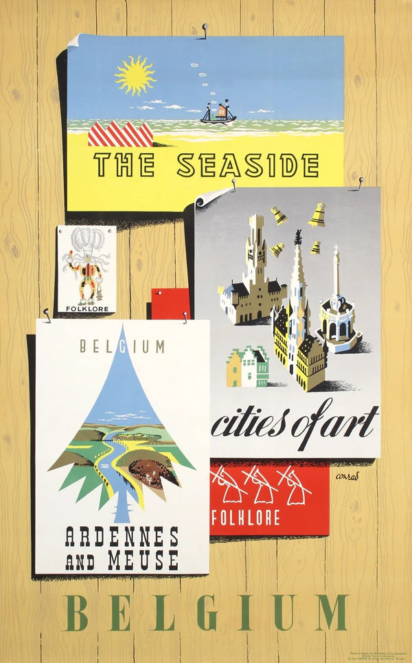Belgium - The Seaside by Frédéric Conrad, ca. 1955 - Original Vintage Poster