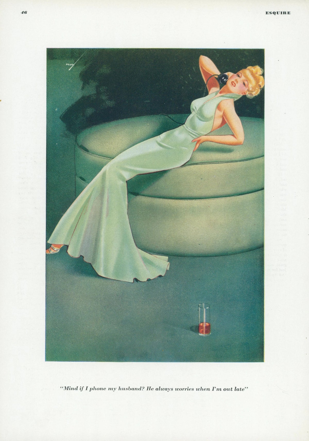 Phone by Husband by George Petty - Original Vintage Illustration