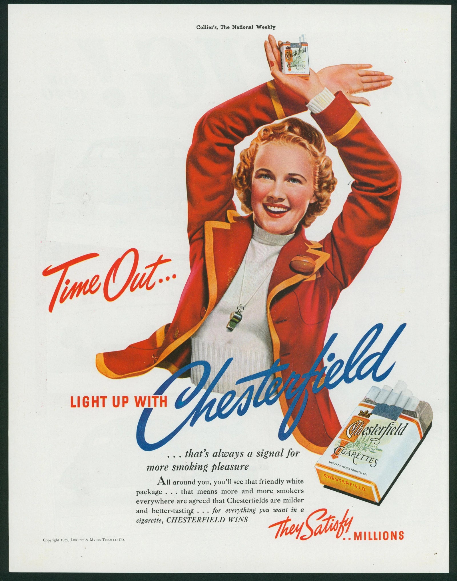 Chesterfield Cigarette Ad - Original Vintage Ad: