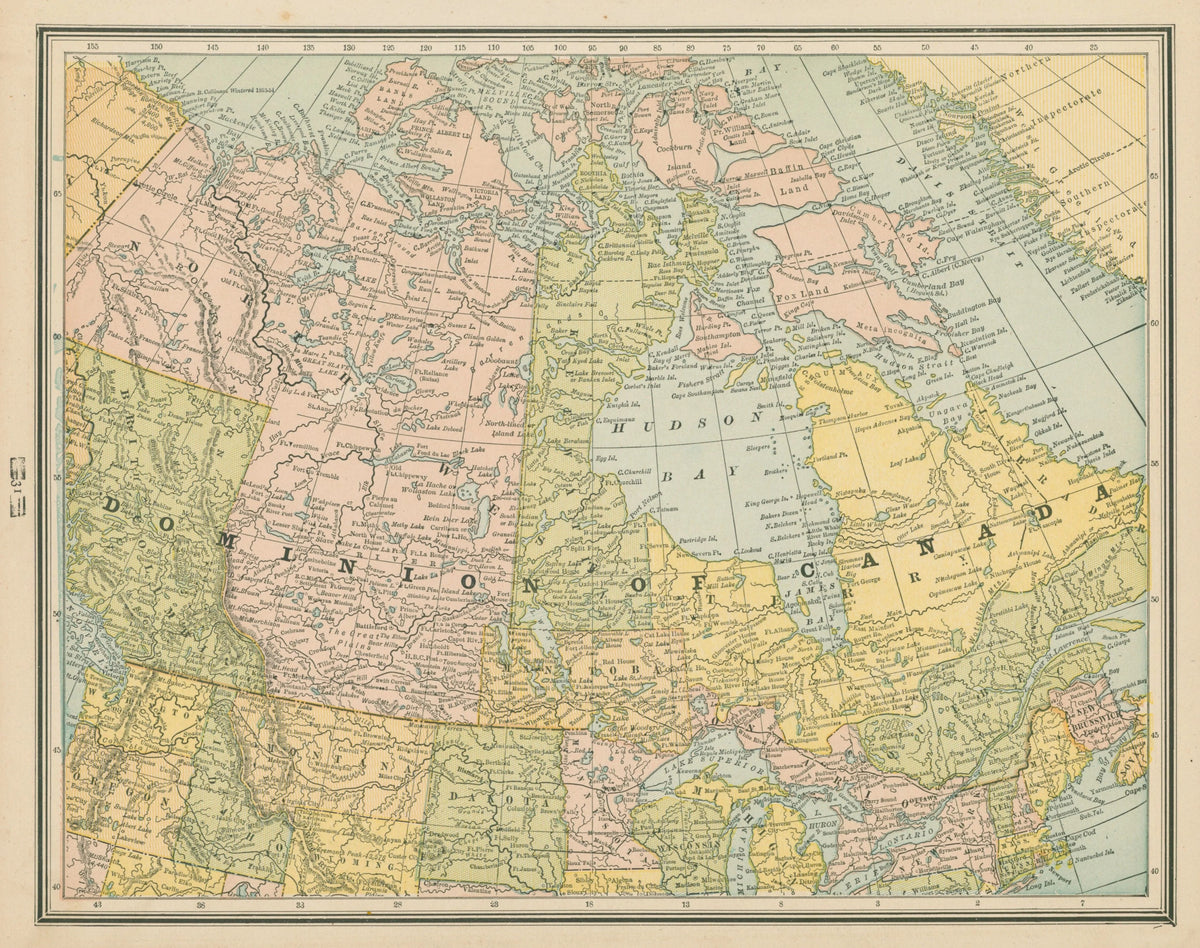 Dominion of Canada, Cram's Atlas - Original Vintage Map