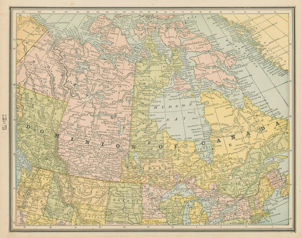 Dominion of Canada, Cram's Atlas - Original Vintage Map