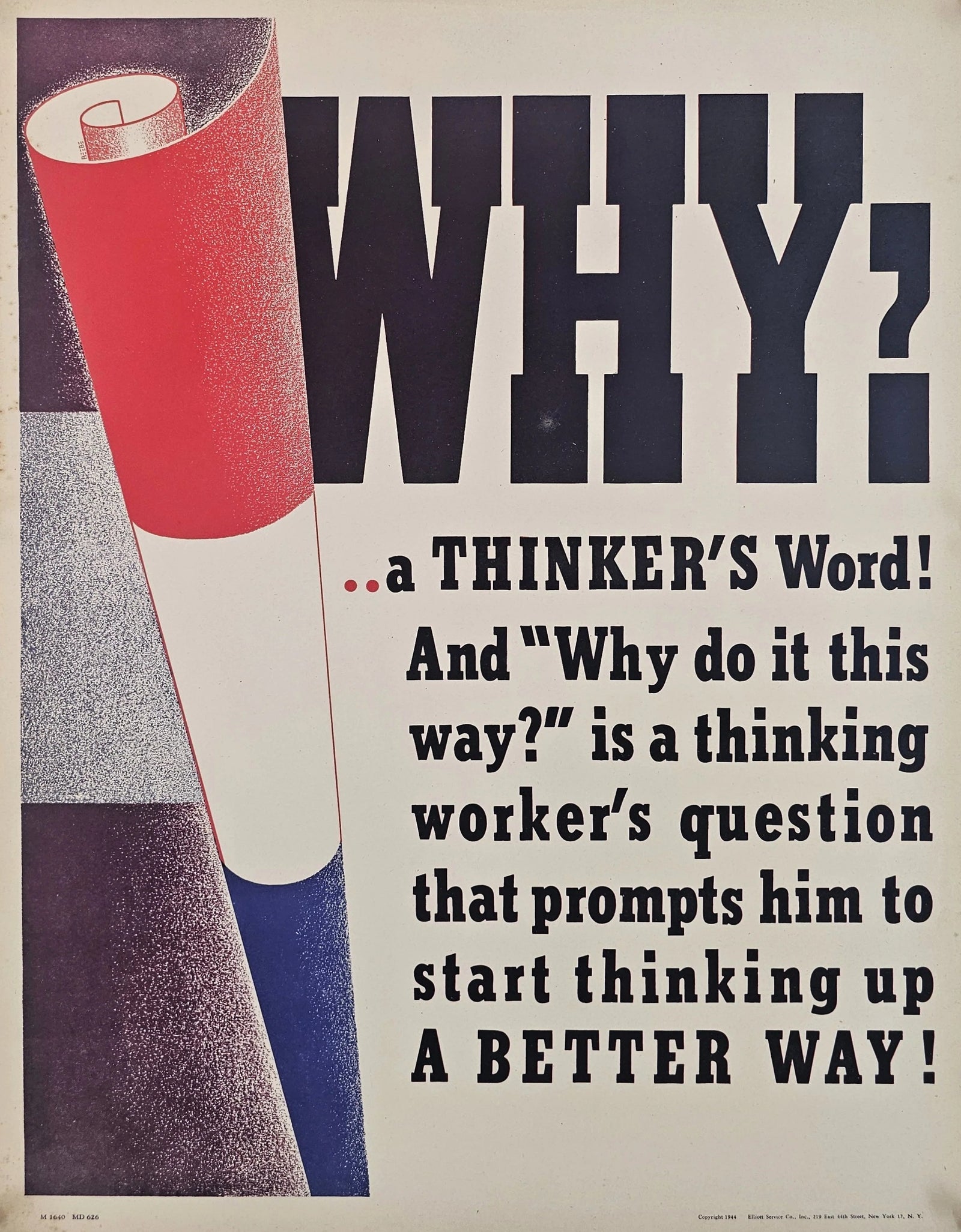 Thinking Better, Work Propaganda (WW2) - Original Vintage Poster