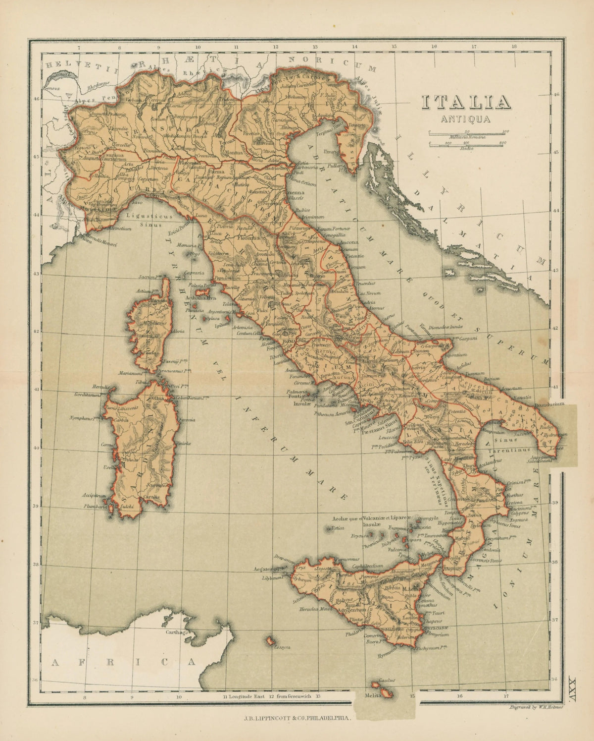 Italy, Antique Map - Original Vintage Map
