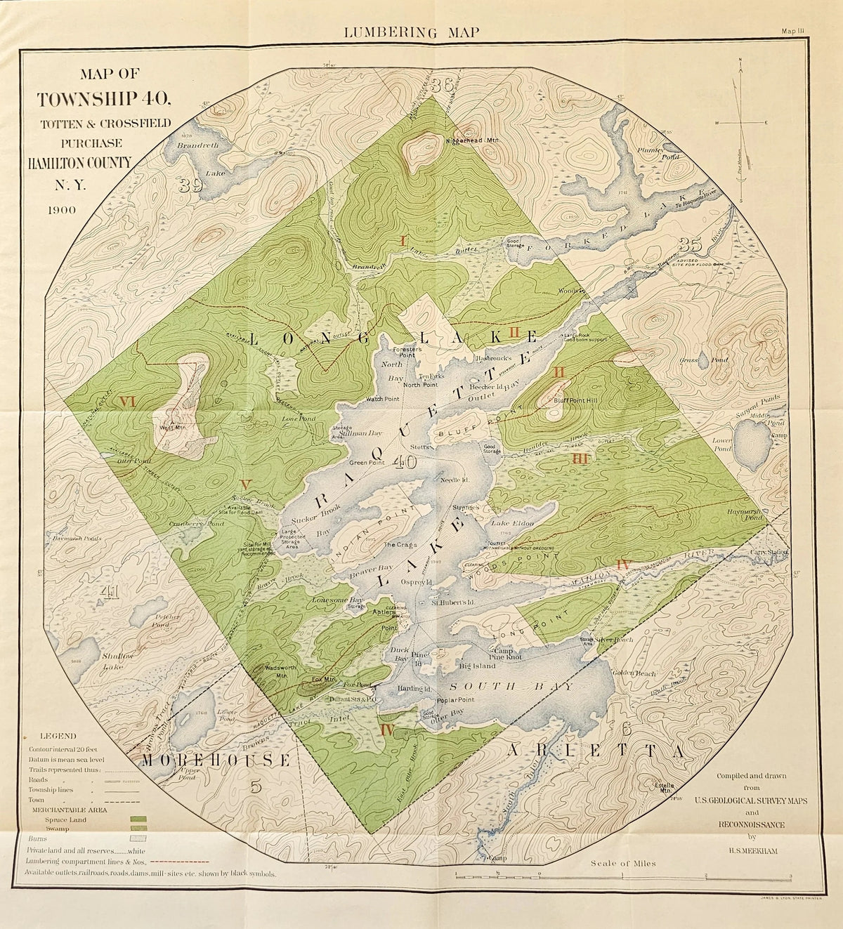 Lumbering Map- Hamilton County, N.Y. - Original Vintage Poster