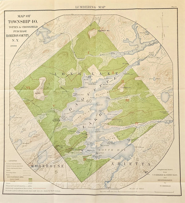Lumbering Map- Hamilton County, N.Y. - Original Vintage Poster