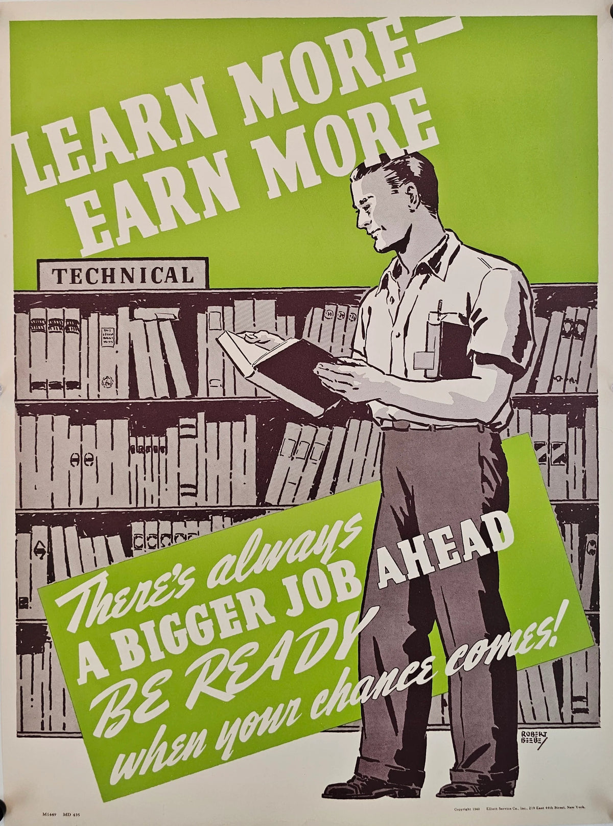 Learn More & Earn More, Work Propaganda (WW2) - Original Vintage Poster