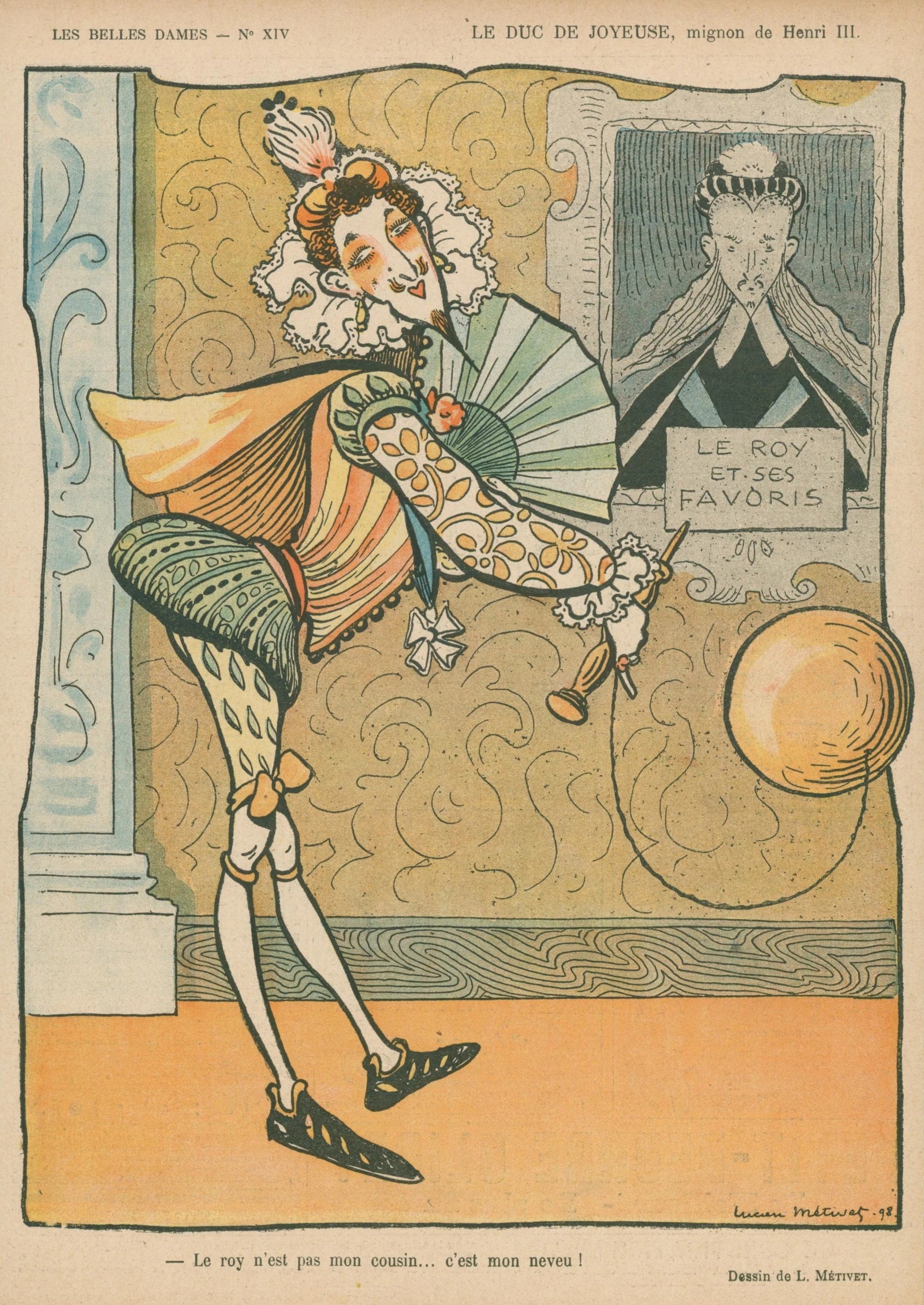 The King and His Favorites, Le Rire - Original Vintage Illustration