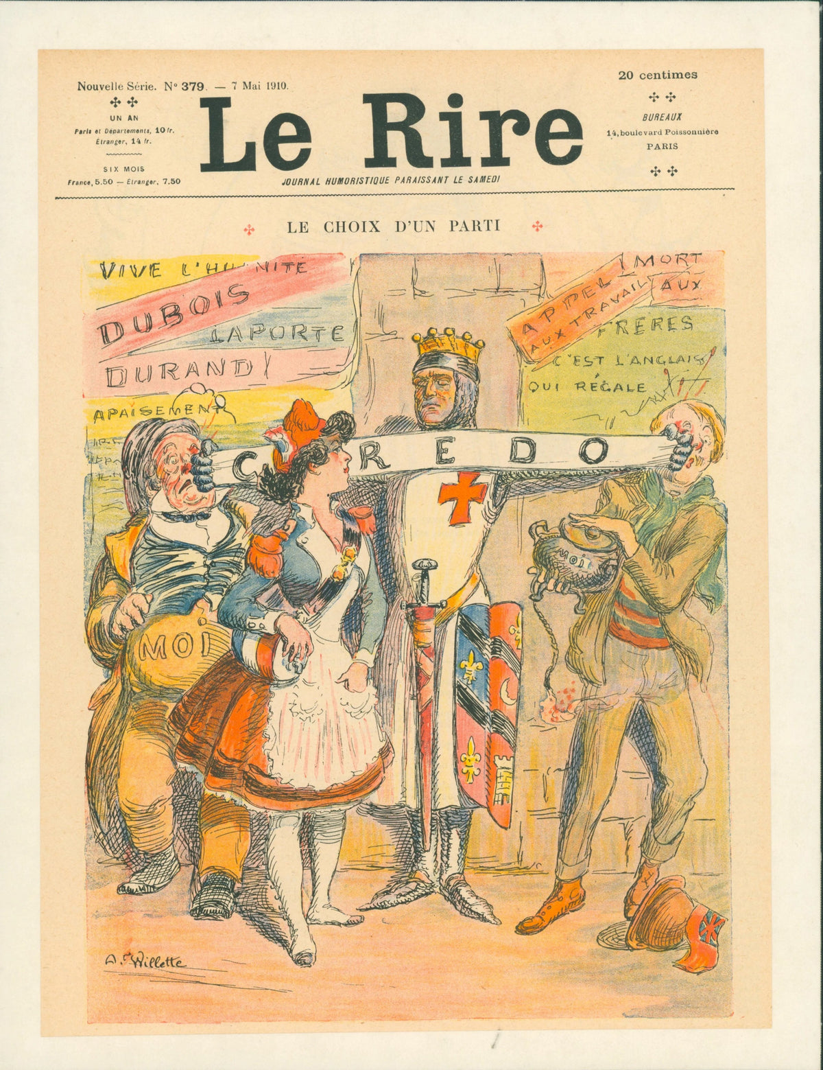 Choosing A Party, Le Rire Magazine - Original Vintage Illustration
