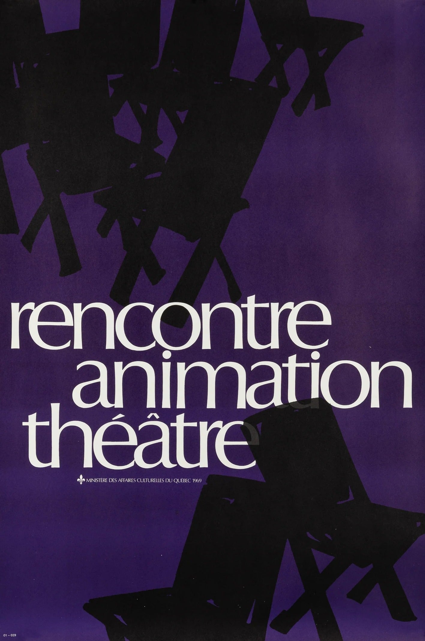 Rencontre Animation Théâtre, Quebec Ministry of Cultural Affairs - Original Vintage Poster