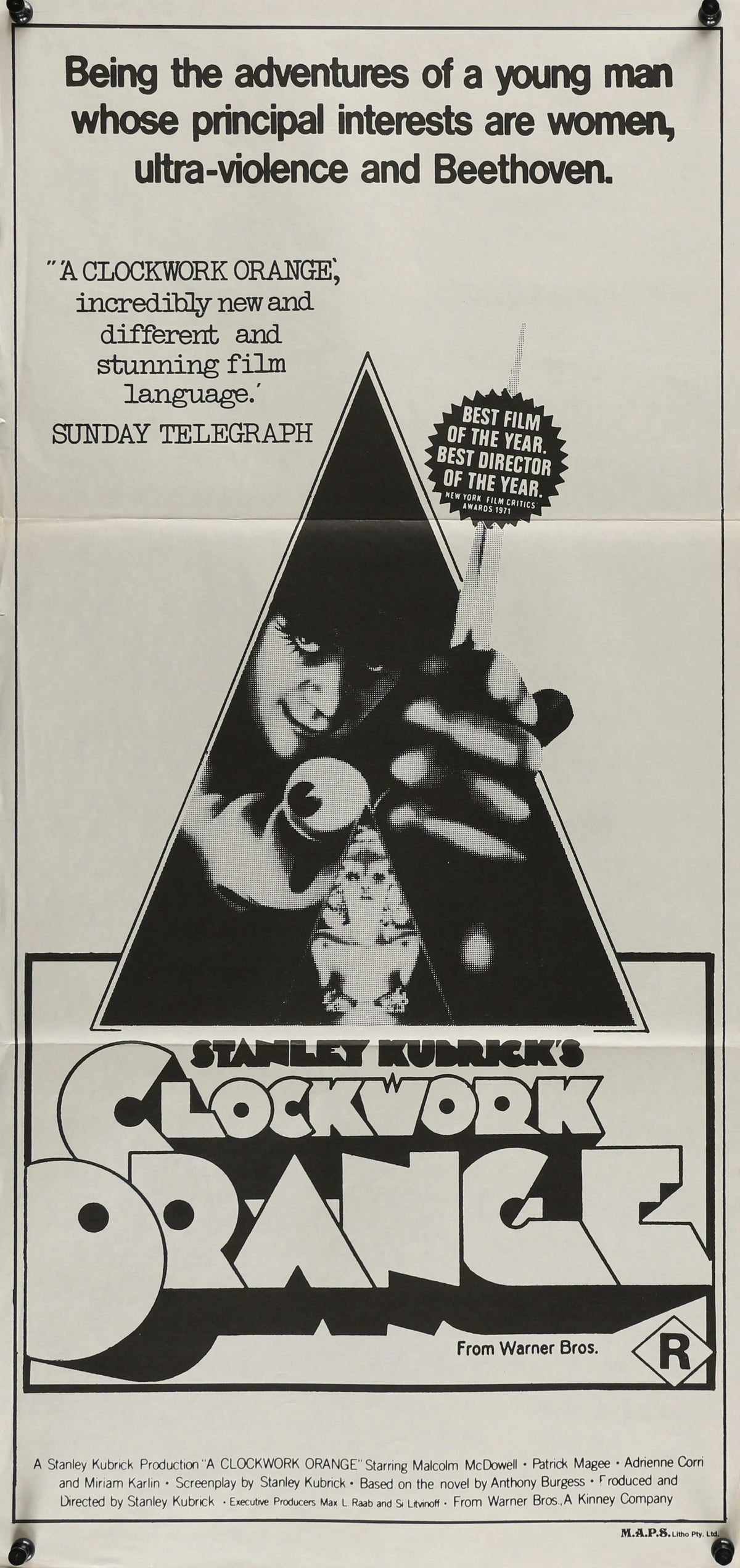 Clockwork Orange, Australian Daybill - Original Vintage Poster