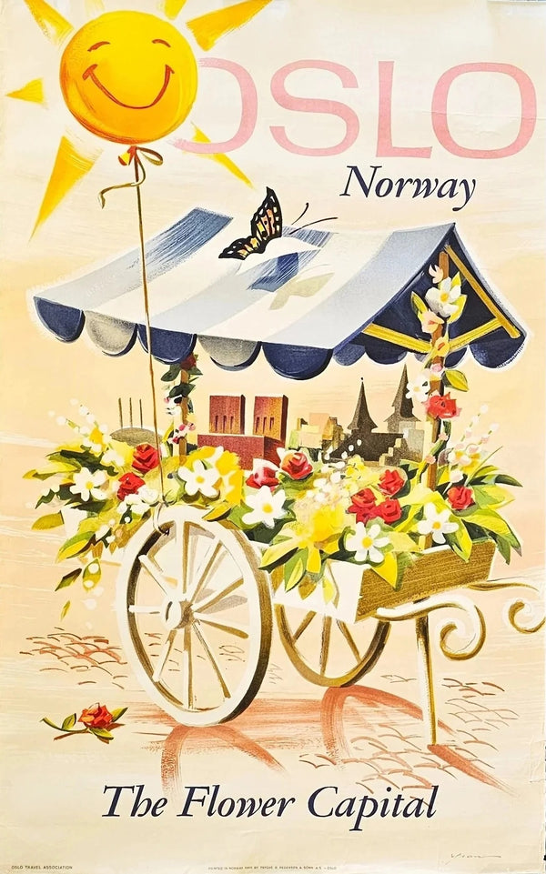 Oslo, The Flower Capital - Original Vintage Poster