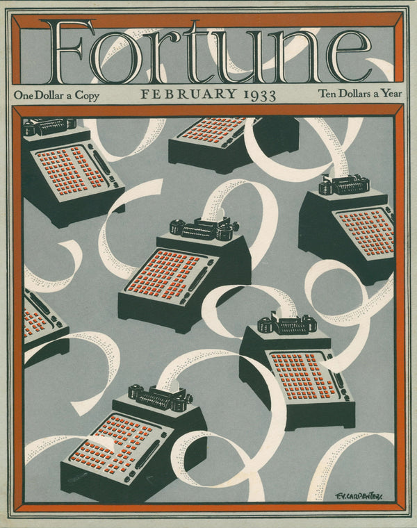 The Early Calculator- Fortune Magazine  - Original Vintage Cover Art: