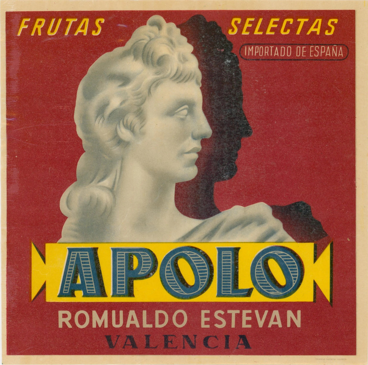 Apolo Oranges, Spanish Crate Label - Original Vintage Product Label:
