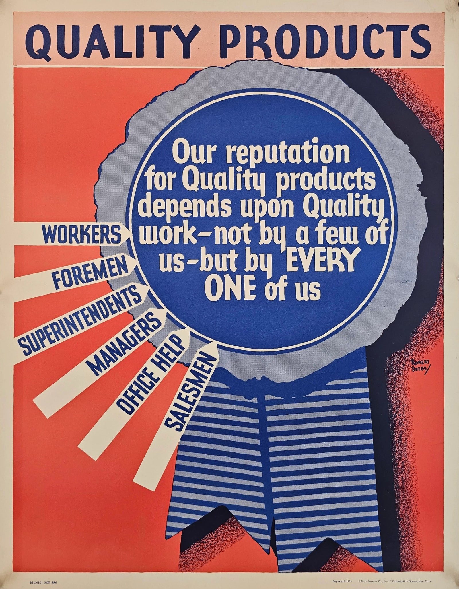 Quality Products, Work Propaganda (WW2) - Original Vintage Poster