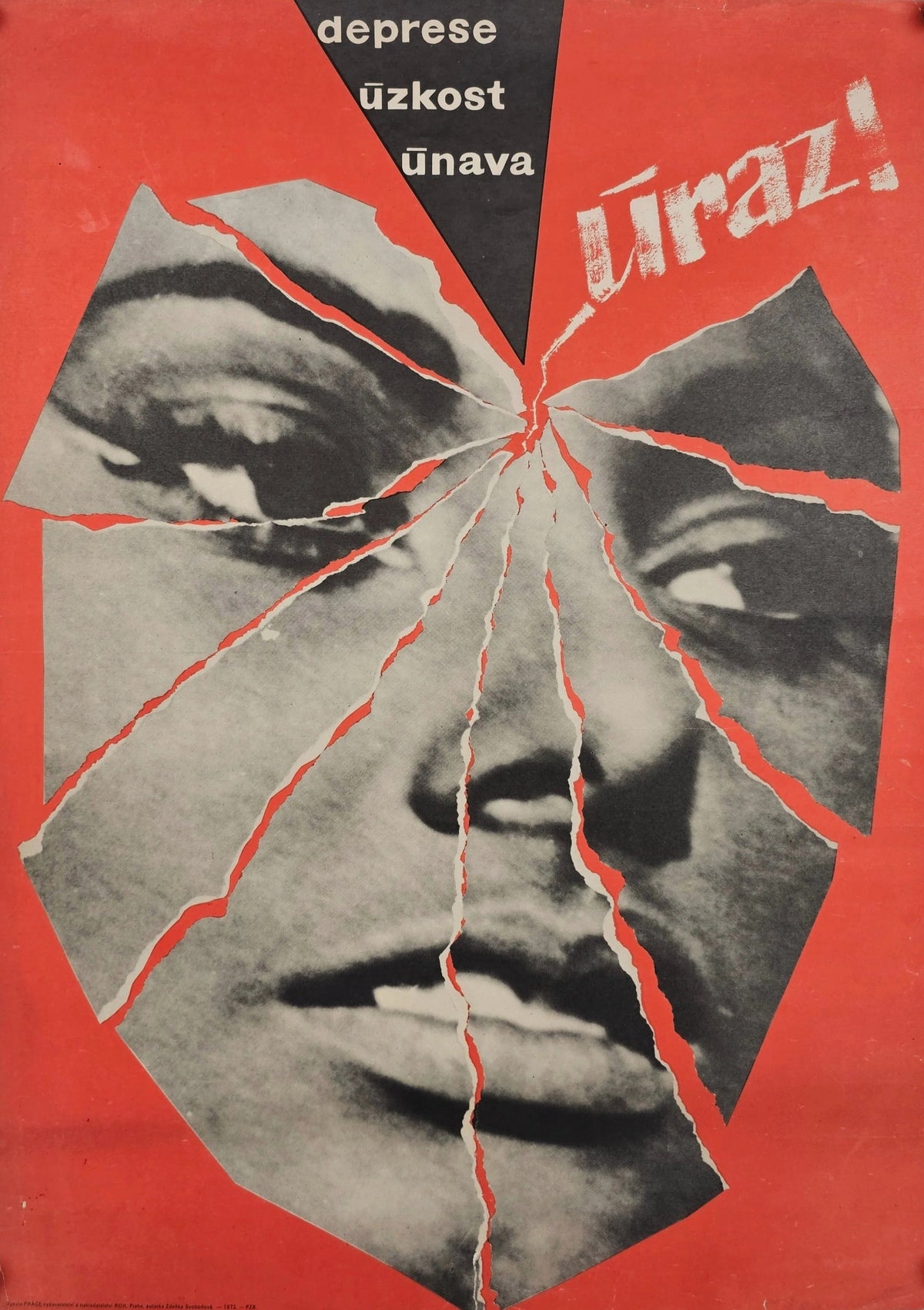 Depression & Anxiety Lead to Injury, Czech Propaganda - Original Vintage Poster