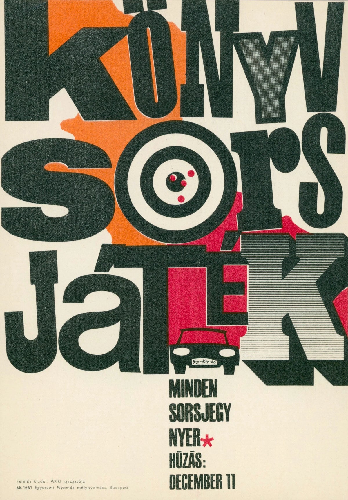 Book Lottery by So-Ky, Hungarian Tram Poster - Original Vintage Poster