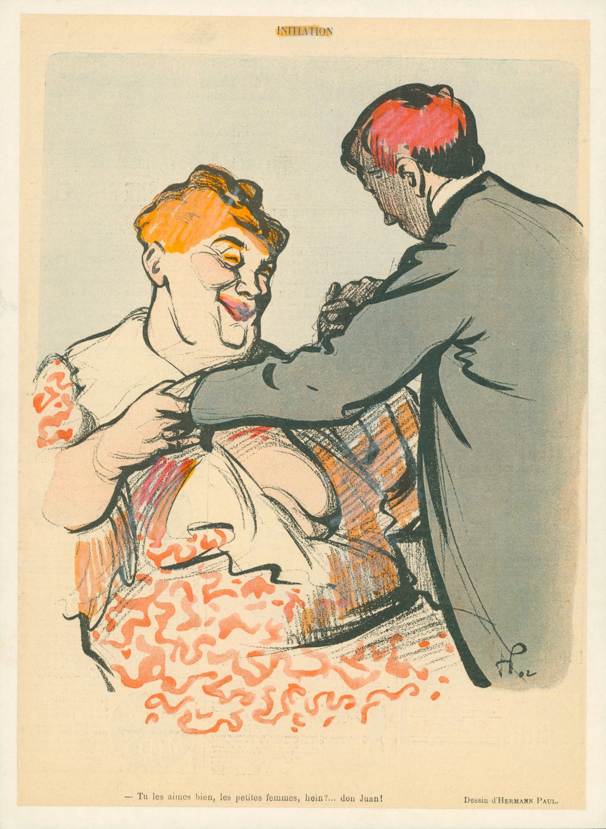Initiation- Le Rire - Original Vintage Illustration