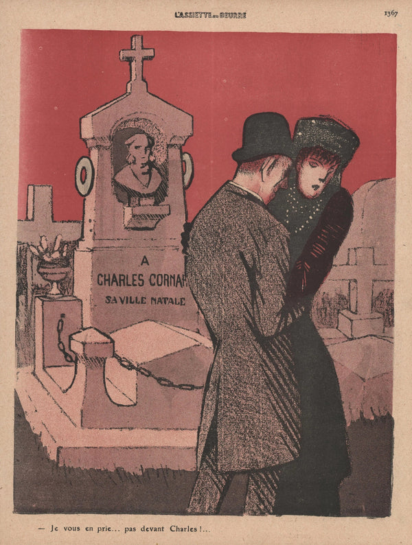 Not In Front of Charles, L'Assiette au Beurre. - Original Vintage Illustration
