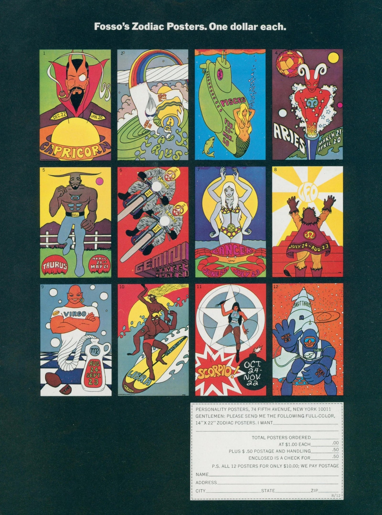 Fosso's Zodiac Posters - Original Vintage Ad: