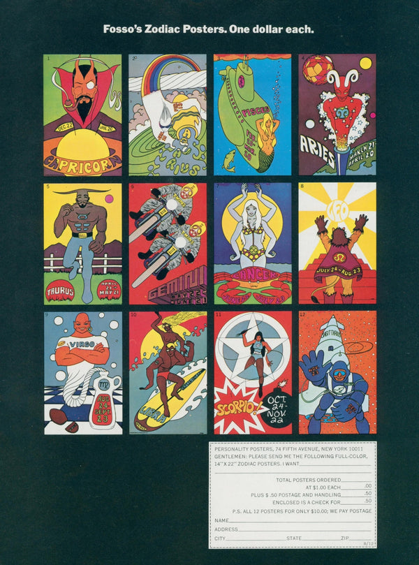 Fosso's Zodiac Posters - Original Vintage Ad: