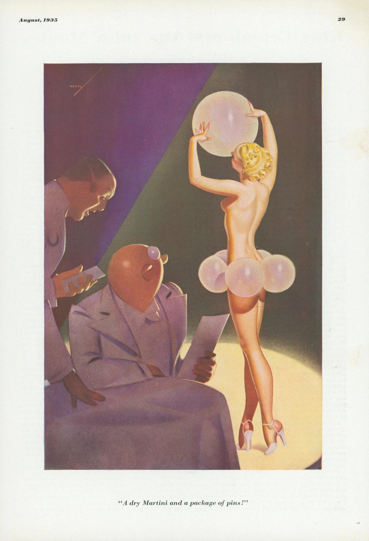 A Dry Martini and a Package of Pins by George Petty - Original Vintage Illustration