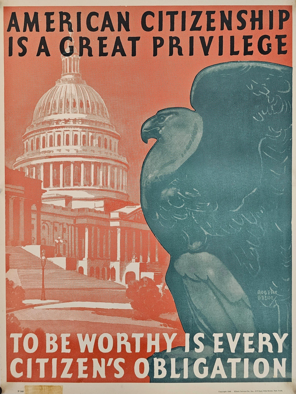 American Citizenship, Work Propaganda (WW2) - Original Vintage Poster