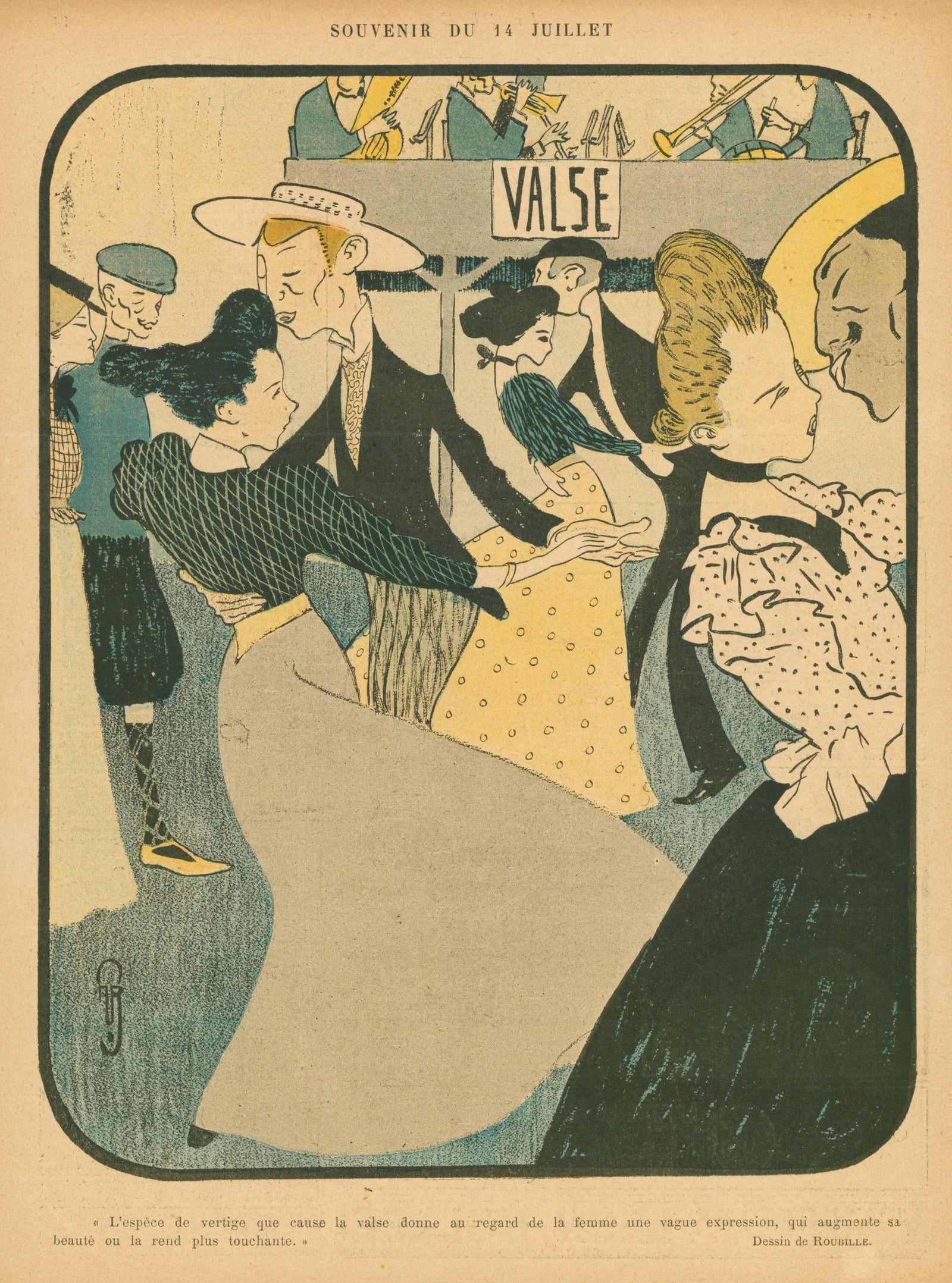 Bastille Day, Le Rire - Original Vintage Illustration