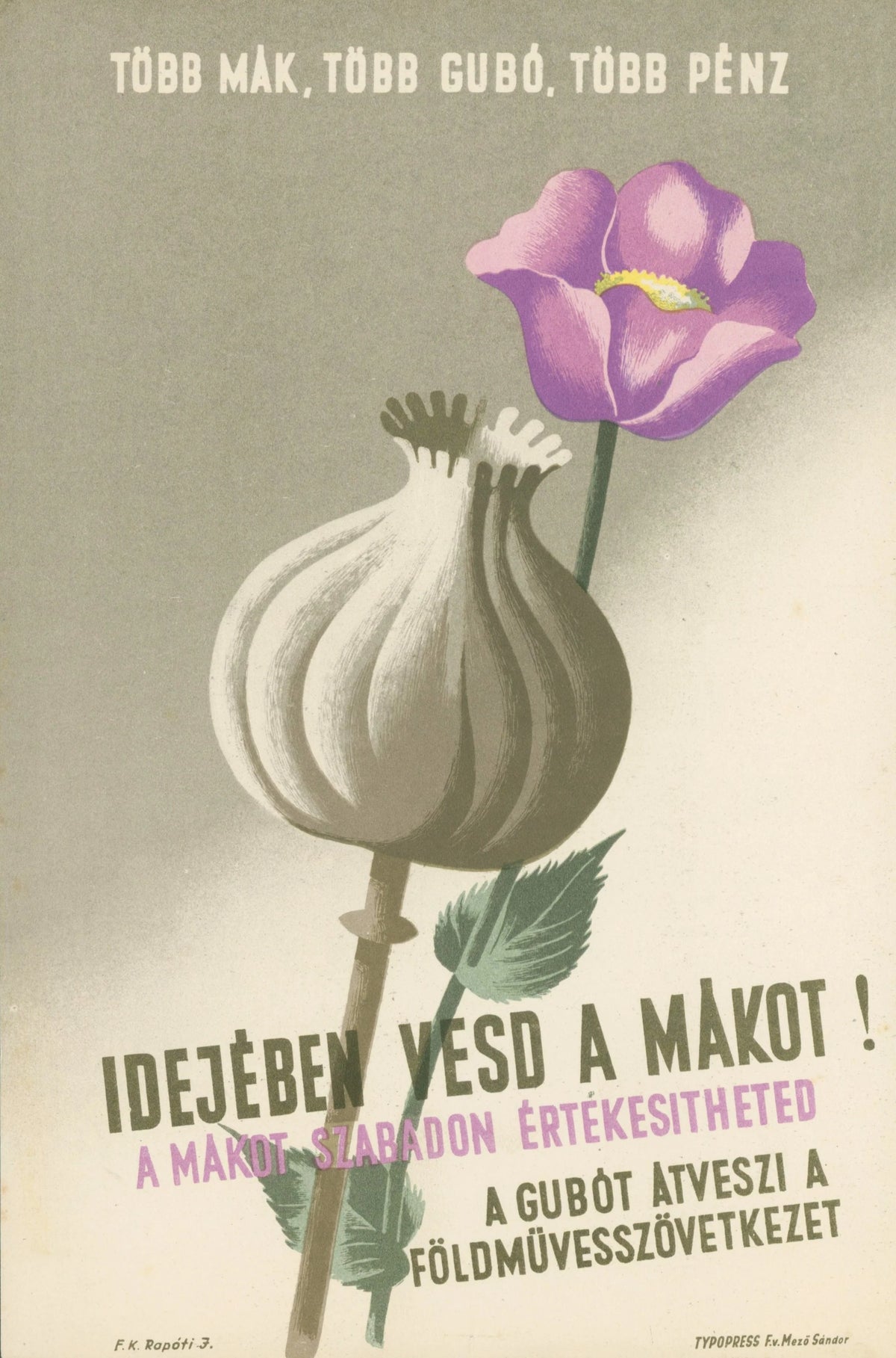 Sow the poppy in time! Hungarian Tram Poster - Original Vintage Poster
