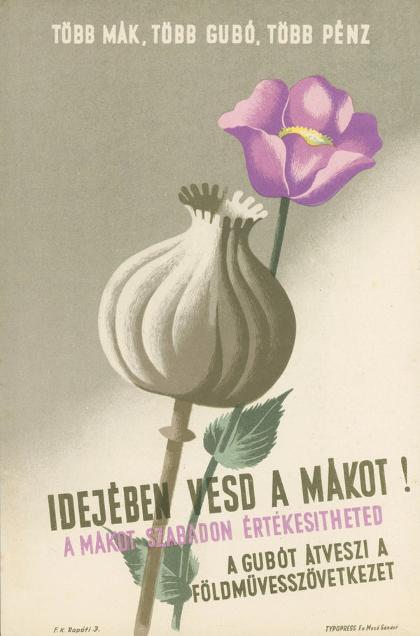 Sow the poppy in time! Hungarian Tram Poster - Original Vintage Poster