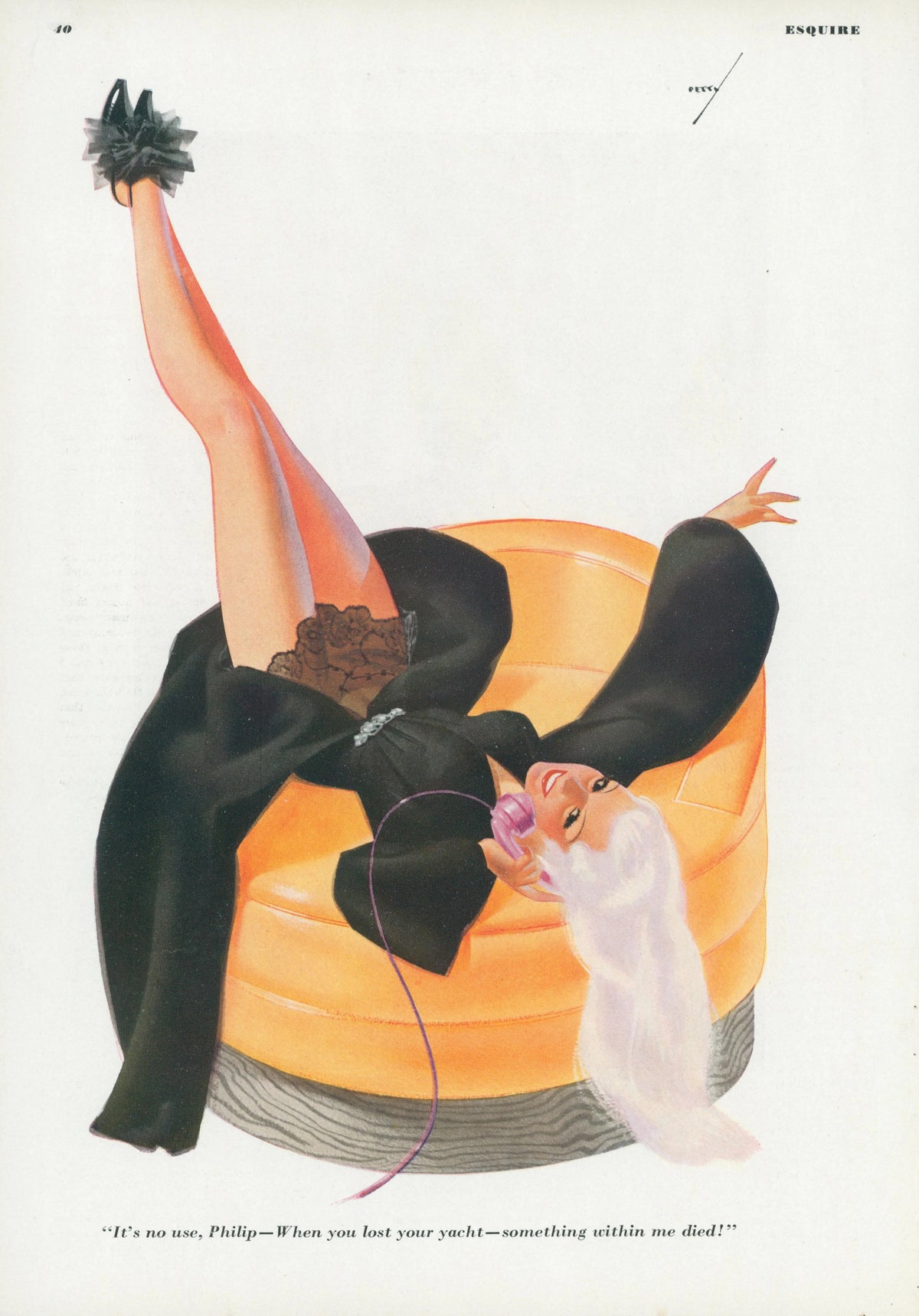 Where is the Yacht by George Petty - Original Vintage Illustration
