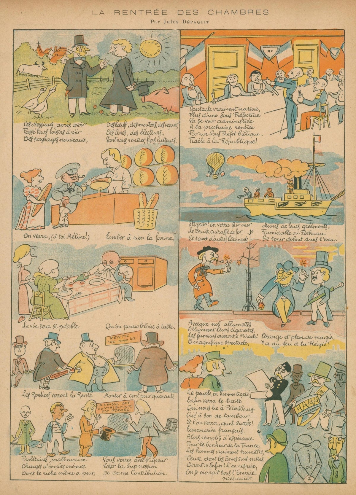 The Return of Parliament, Le Rire - Original Vintage Illustration