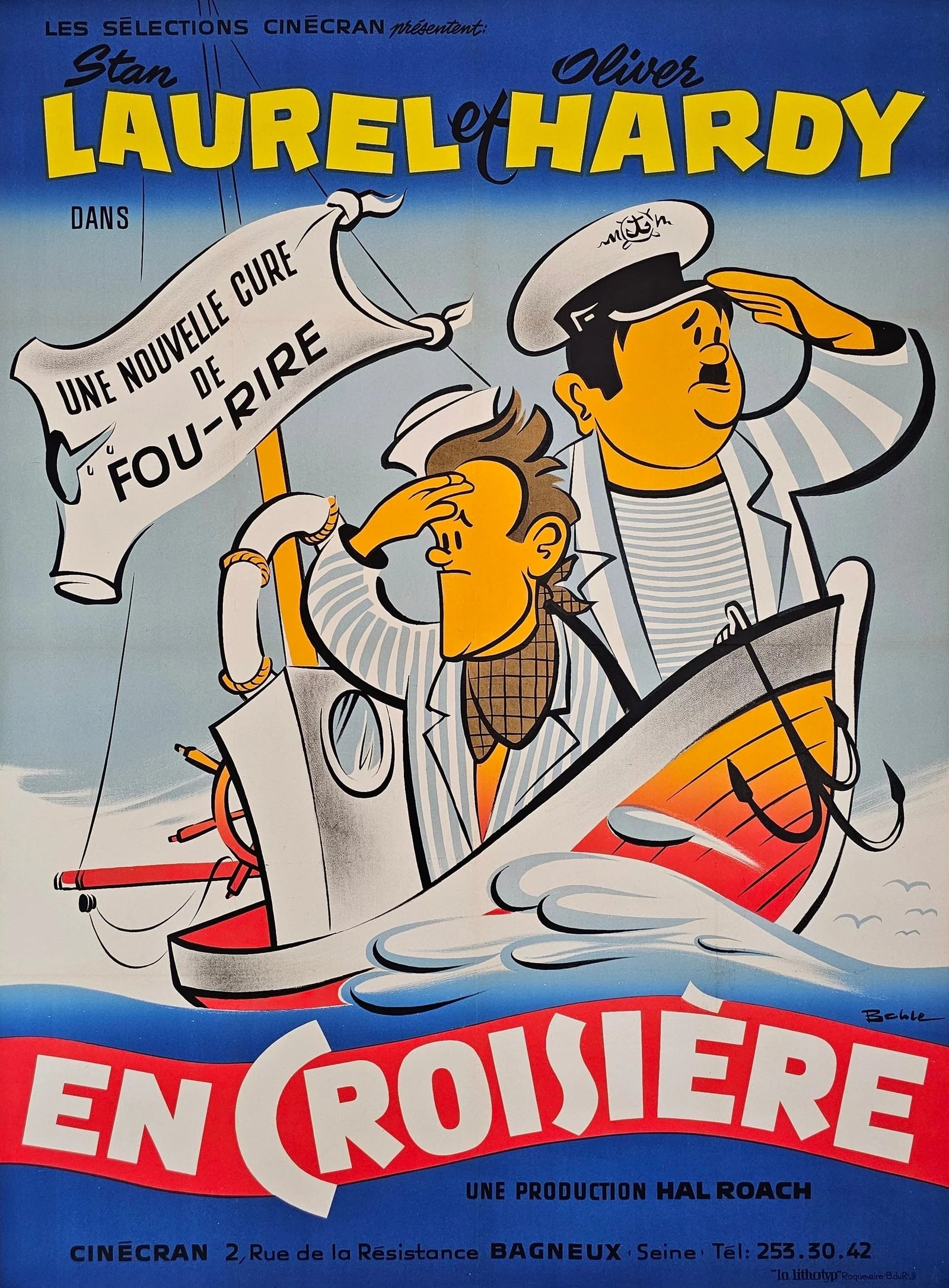 Saps at Sea, Laurel and Hardy - Original Vintage Poster