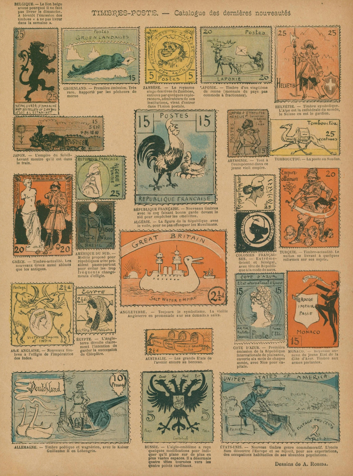 Postage Novelties, Le Rire - Original Vintage Illustration