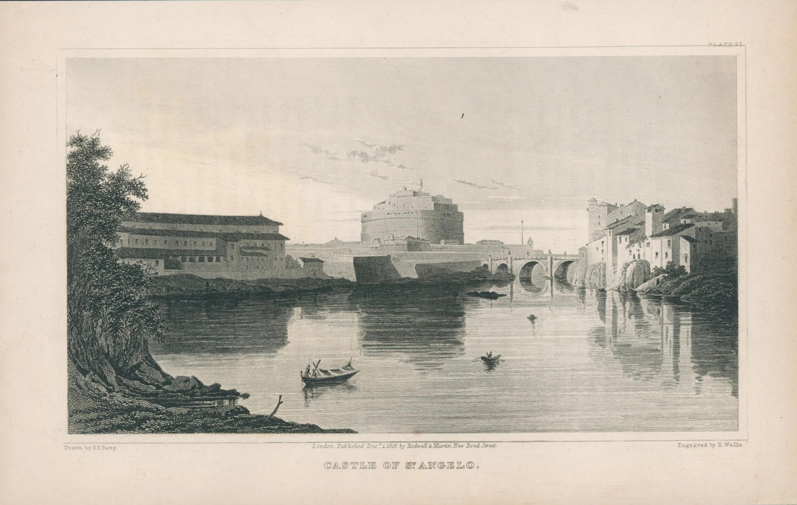 Castle of St. Angelo, Antique Engraving - Original Antique Print: