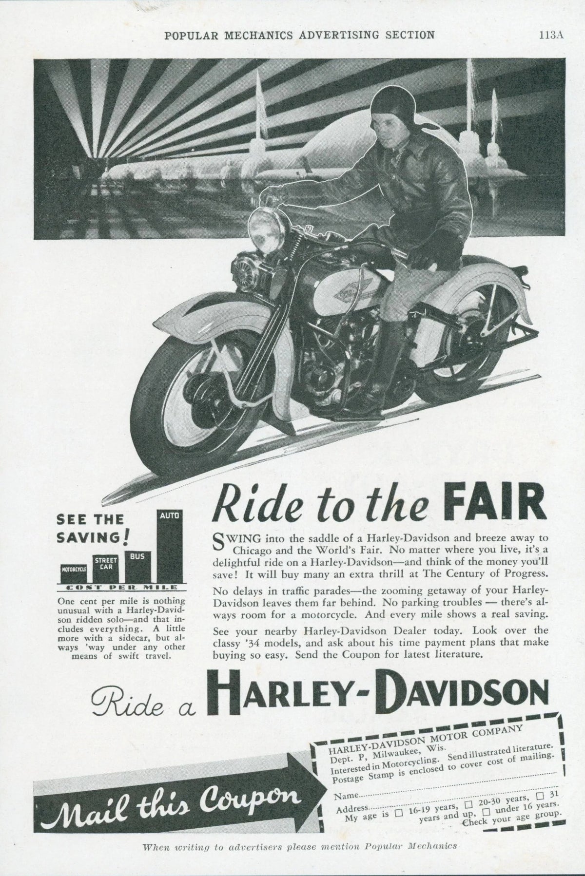Ride to the Fair, Harley Davidson - Original Vintage Ad: