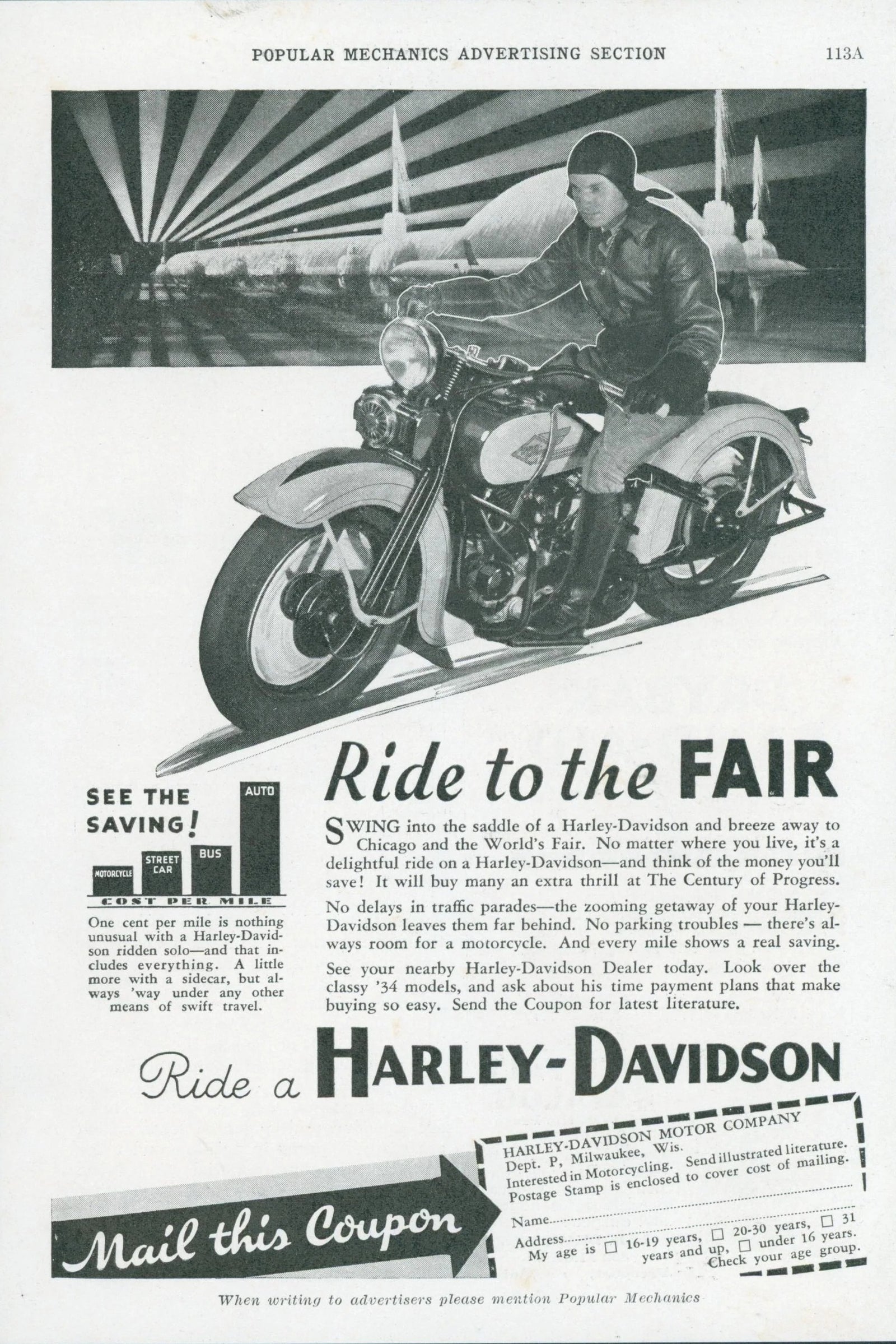 Ride to the Fair, Harley Davidson - Original Vintage Ad: