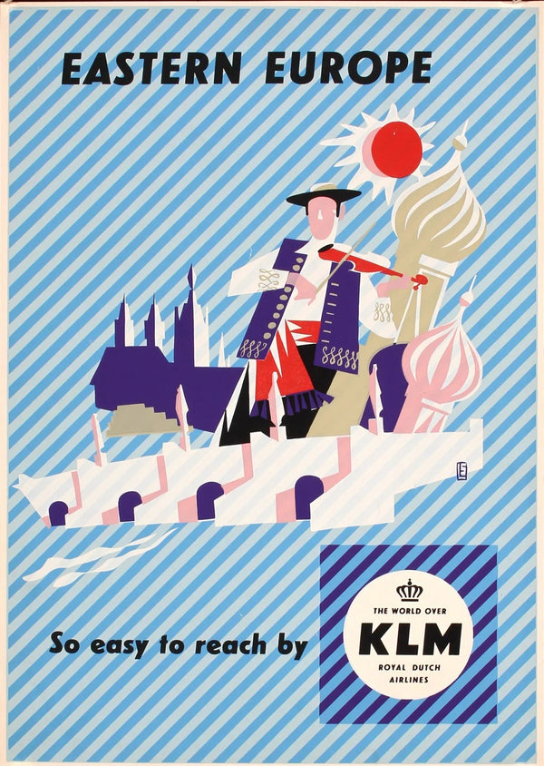 KLM - Eastern Europe by Leen Spierenburg, ca. 1955 - Original Vintage Poster