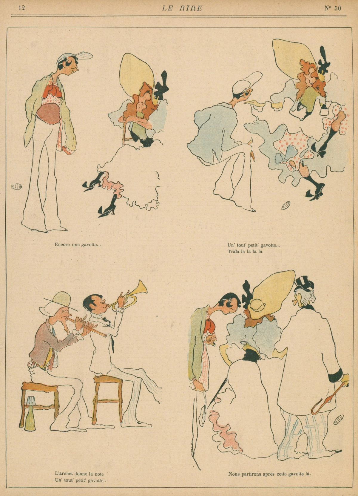 The Ritual of the Gavotte, Le Rire - Original Vintage Illustration
