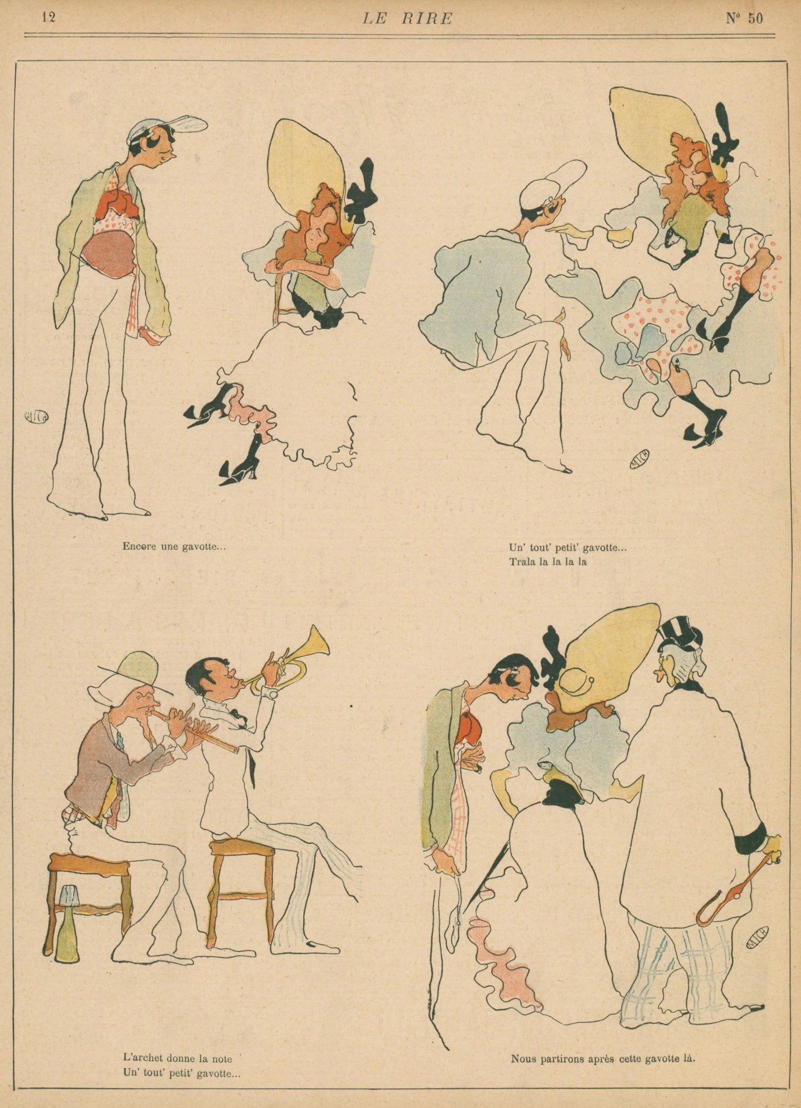 The Ritual of the Gavotte, Le Rire - Original Vintage Illustration
