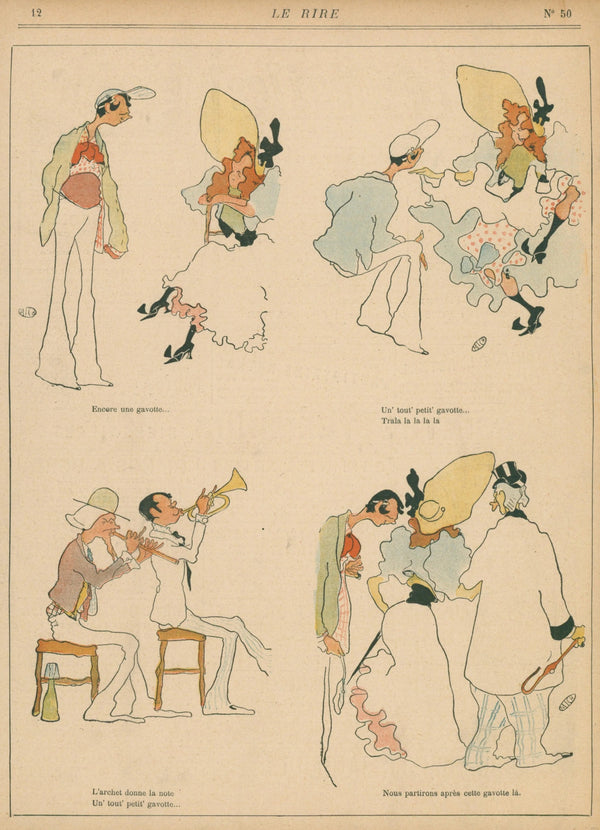 The Ritual of the Gavotte, Le Rire - Original Vintage Illustration