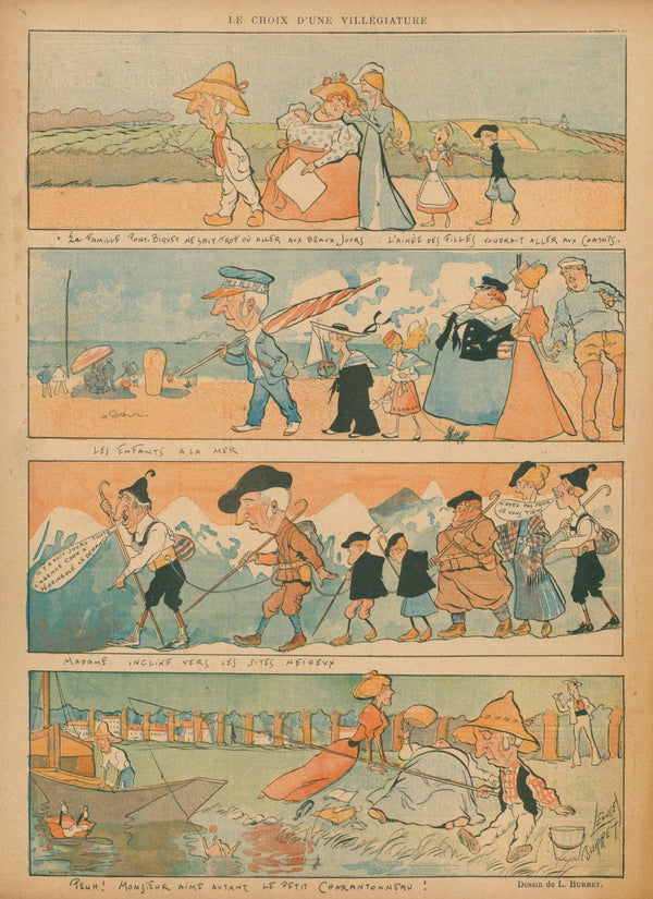 Family Vacation, Le Rire - Original Vintage Illustration