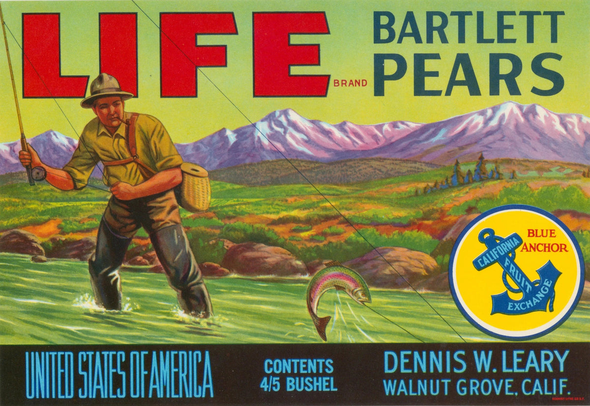 Life Pears, California Crate Label - Original Vintage Product Label: