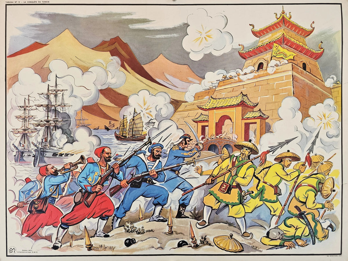 La Conquête du Tonkin, French Classroom Poster - Original Vintage Poster