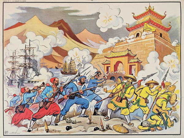 La Conquête du Tonkin, French Classroom Poster - Original Vintage Poster