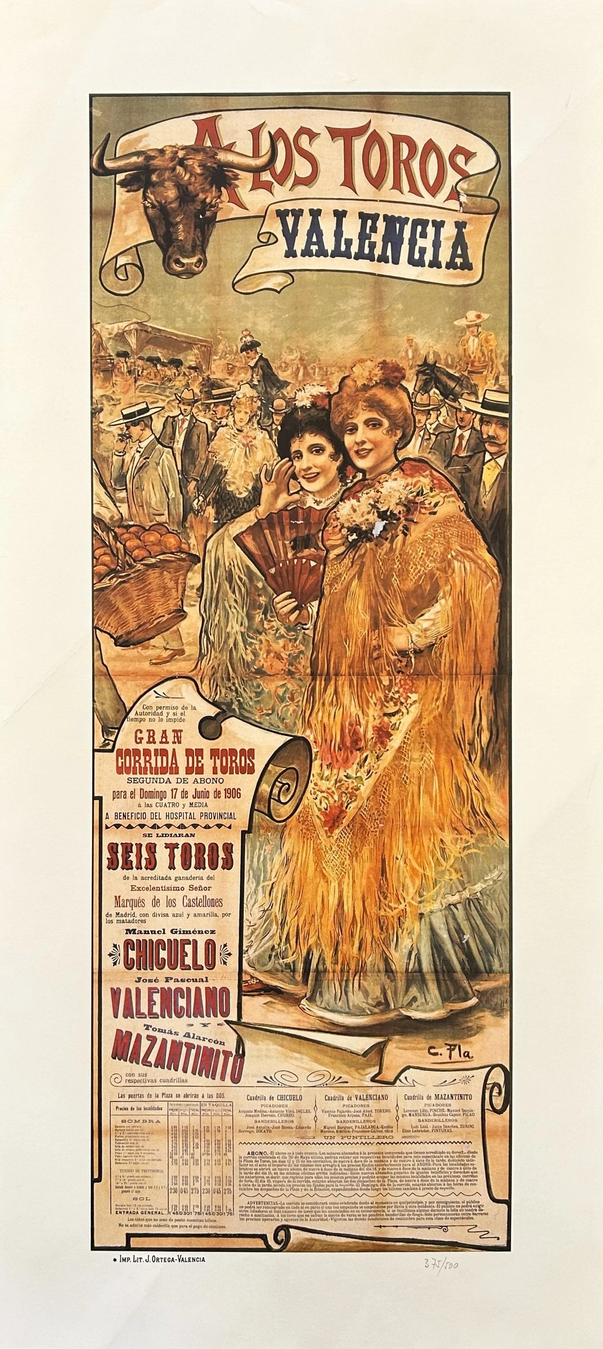A Los Toros, Valencia - Original Vintage Poster