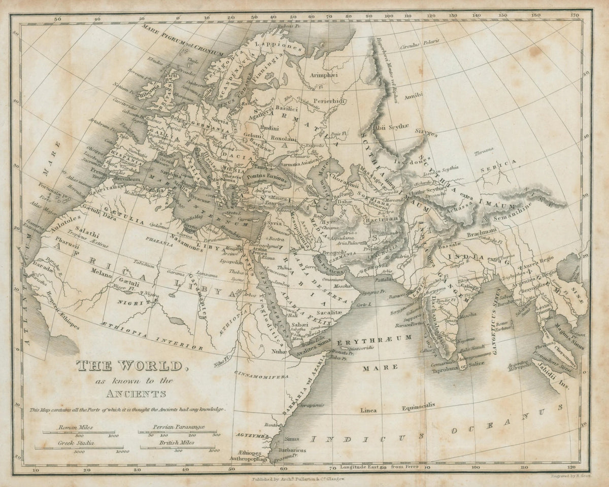 The World as Known to the Ancients - Original Vintage Map