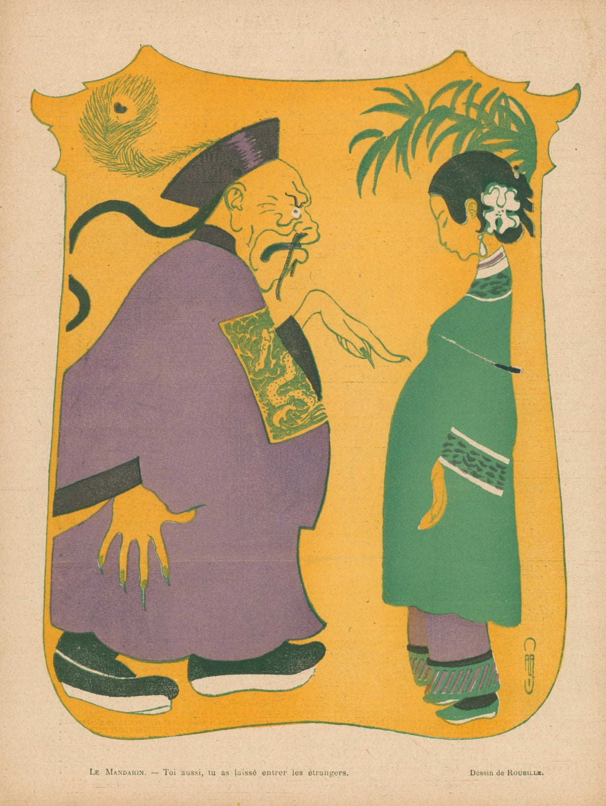 You Let the Foreigners Enter, Le Rire - Original Vintage Illustration
