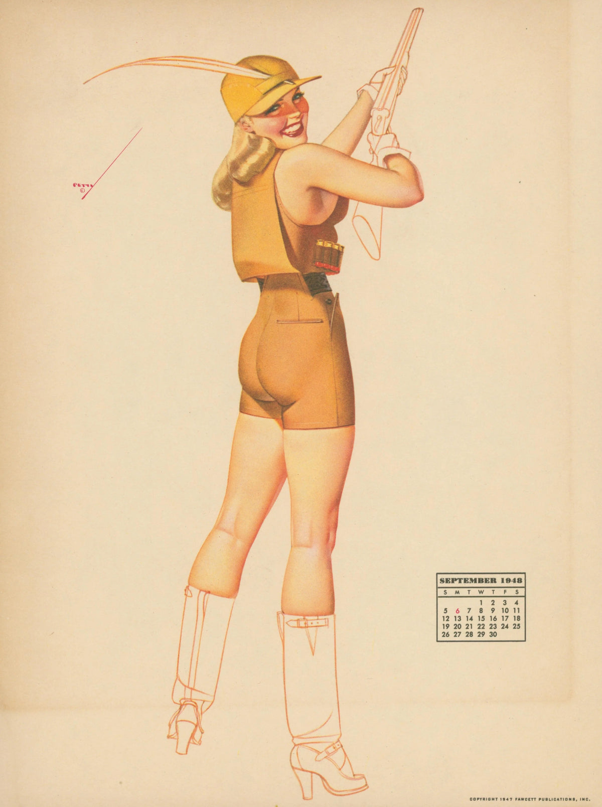 September, Calendar by George Petty - Original Antique Print: