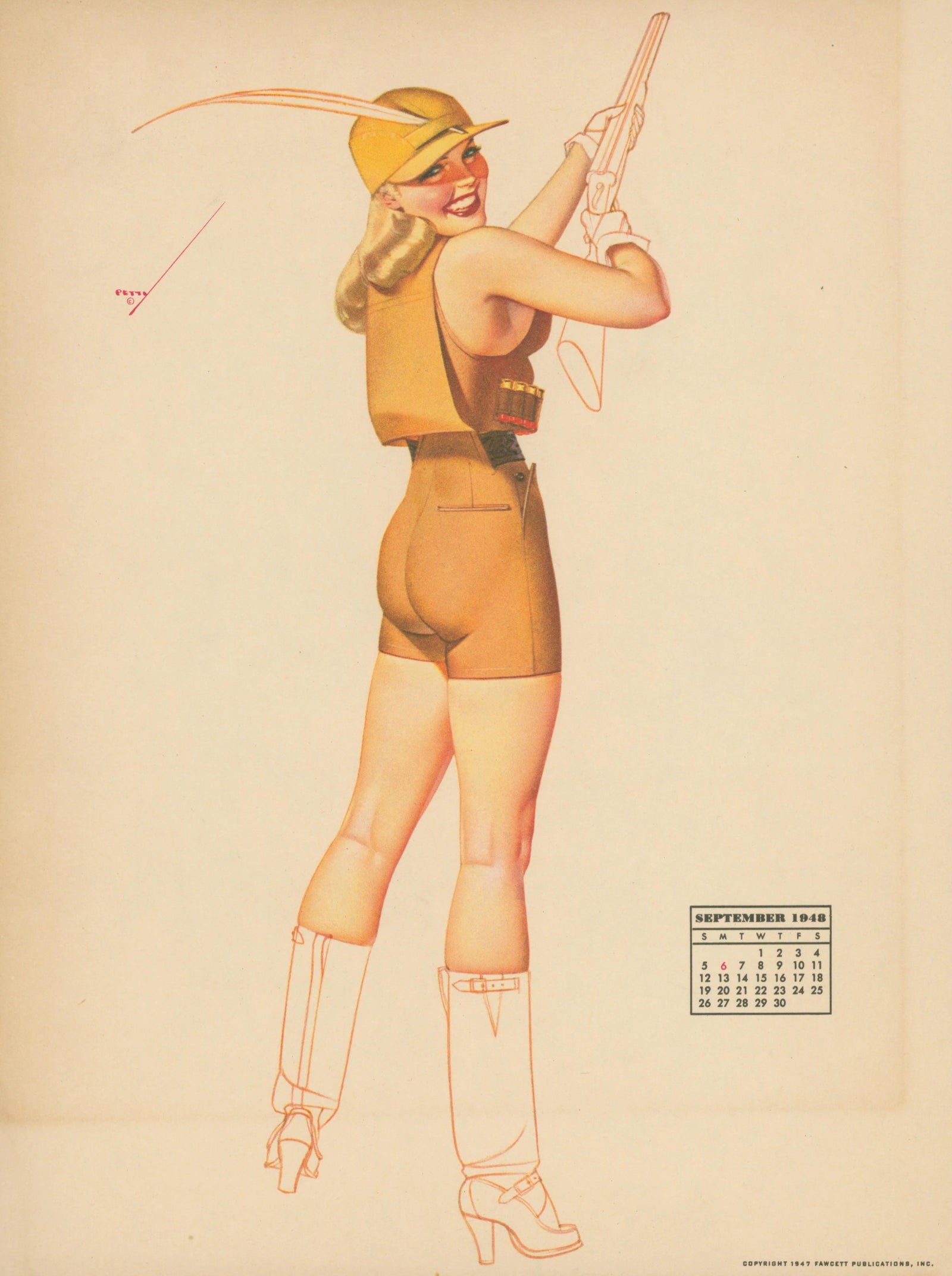 September, Calendar by George Petty - Original Antique Print: